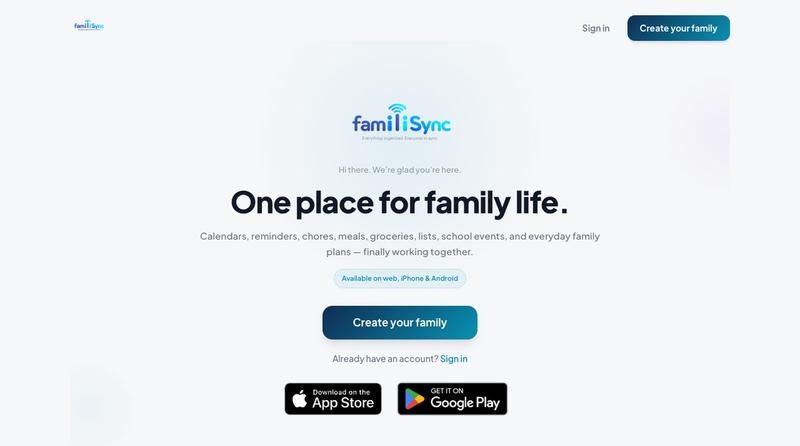 familiSync — Family calendars, school events, meals & reminders in one app — screenshot