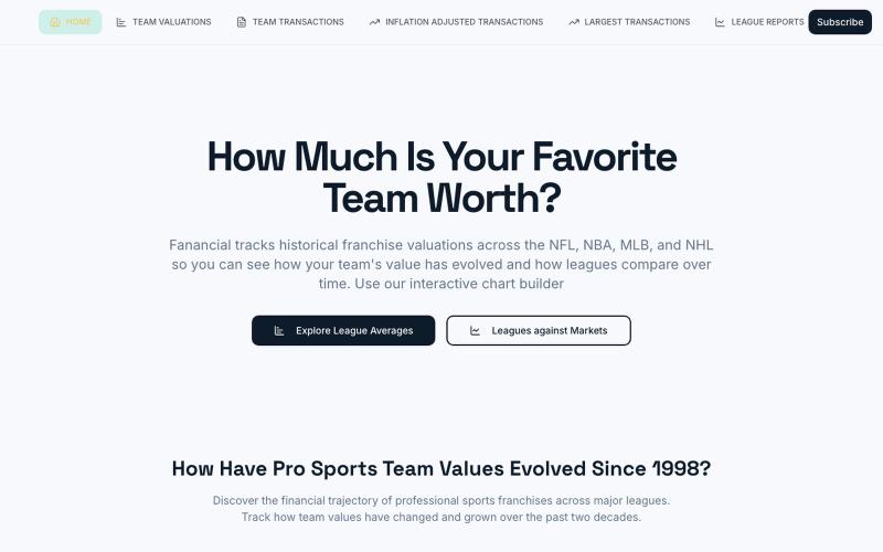 Fanancial - Track Pro Sports Team Values & Performance — screenshot