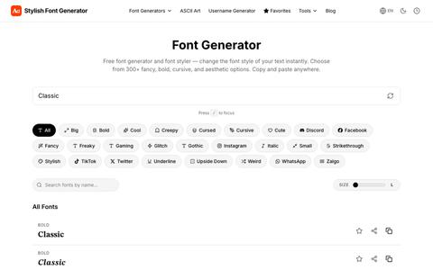 Stylish Font Generator — (𝓬𝓸𝓹𝔂 𝖆𝖓𝖉 𝓹𝓪𝓼𝓽𝓮) — screenshot