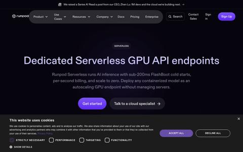 Serverless GPU Platform for AI Inference | Runpod — screenshot