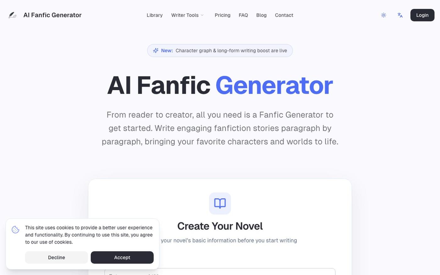 Create Amazing Fan Fiction Stories | AI Fanfic Generator — screenshot