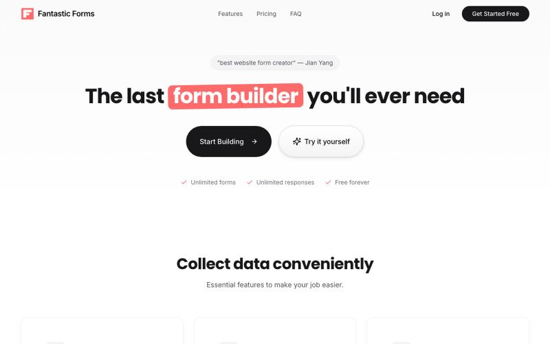 #1 Online Form Builder / Tally Alternative / Fantastic Forms — screenshot