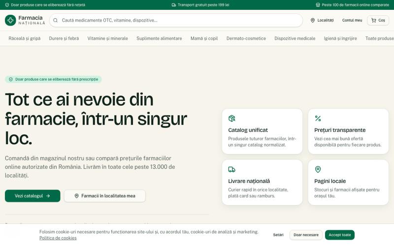 Farmacia Națională — produse fără rețetă livrate în toată România — screenshot