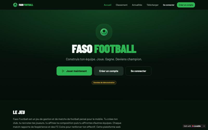 Faso Football — Construis ton équipe. Joue. Gagne. — screenshot