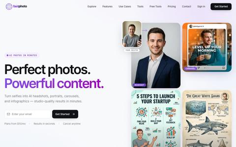 AI Headshots, Portraits & Creative Photos | FastPhoto — screenshot