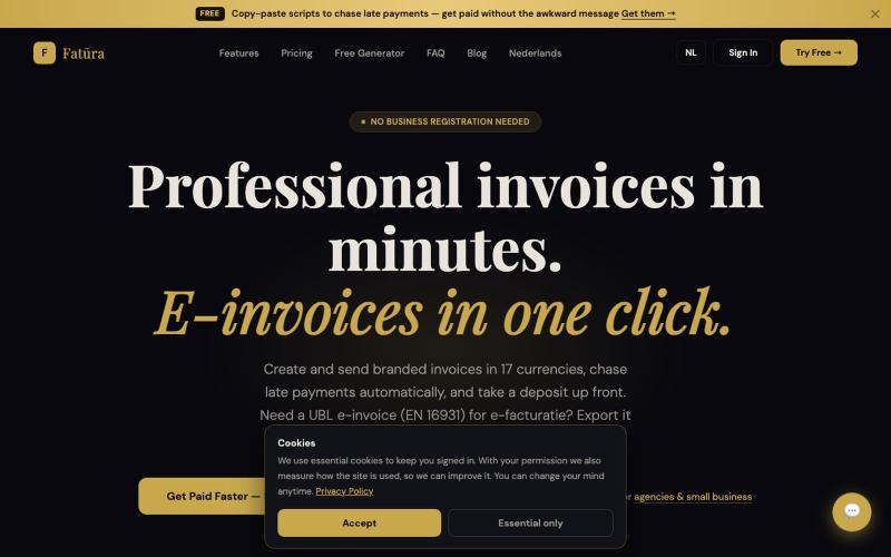 Invoice Software for Freelancers | UBL E-Invoicing & Credit Notes - Fatūra Pro — screenshot