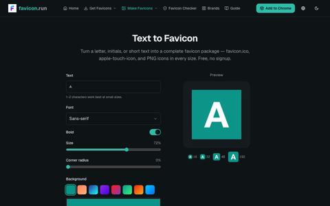 Text to Favicon Generator — Make a Favicon from Text | favicon.run — screenshot