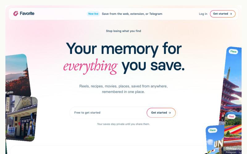 Favorite — a memory for everything you save — screenshot