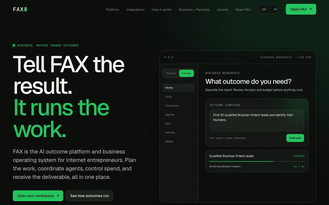 FAX | Agentic Business OS — screenshot