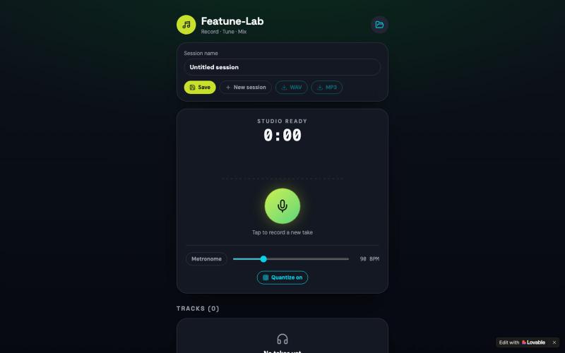 Featune-Lab — Record, Tune & Mix Your Music — screenshot