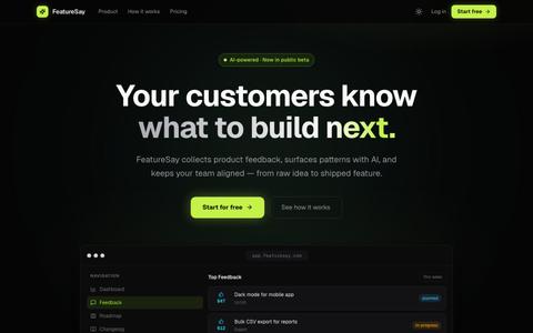 FeatureSay — AI-Powered Product Feedback Platform — screenshot