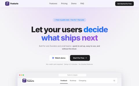 Featurio — User Feedback Boards & Public Roadmaps — screenshot