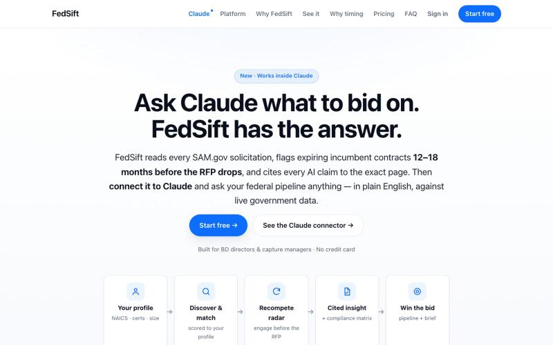 FedSift — federal BD intelligence you can ask Claude — screenshot