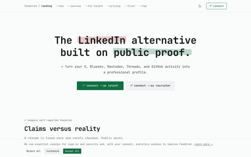 FeedCred — your feed is your cred — screenshot