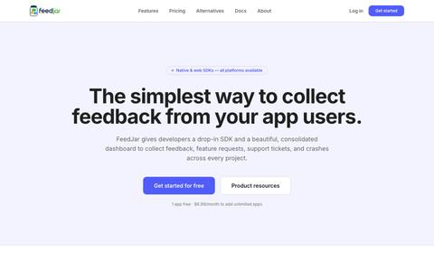 FeedJar β In-app feedback platform for developers β screenshot