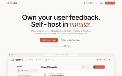 FeedLog — Open-Source Feedback Tool with Built-in AI — screenshot