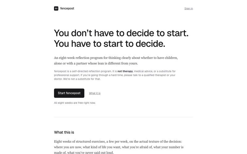 fencepost · thinking about having children — screenshot