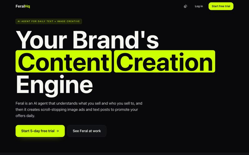 FeralHq — Text Posts and Image Ads From Your Brand — screenshot