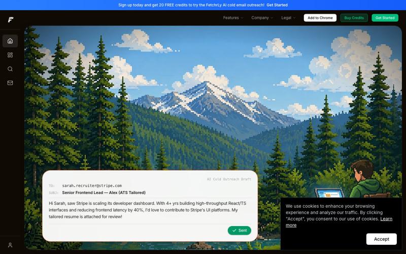 FetchrLy - AI Cold Email Agent, Smart Follow-Up Sequences & Resume Tailoring — screenshot