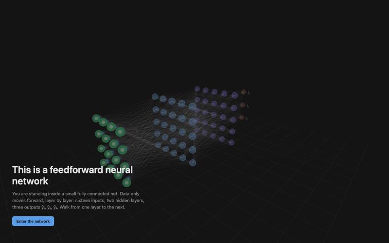 Inside a feedforward neural network — screenshot