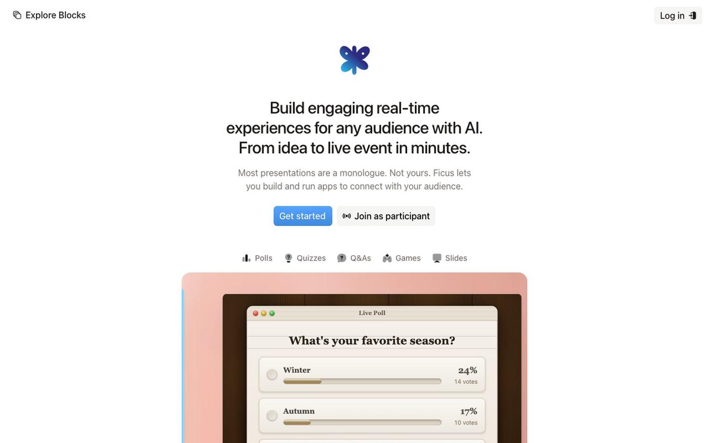 Ficus — AI-powered interactive blocks for live sessions — screenshot