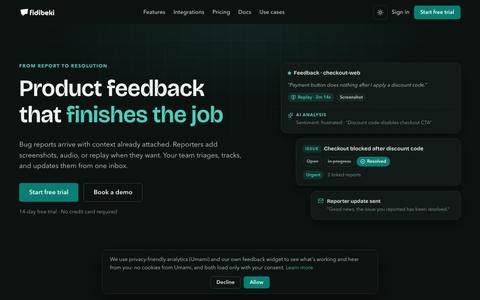 Fidibeki — Product feedback that finishes the job — screenshot