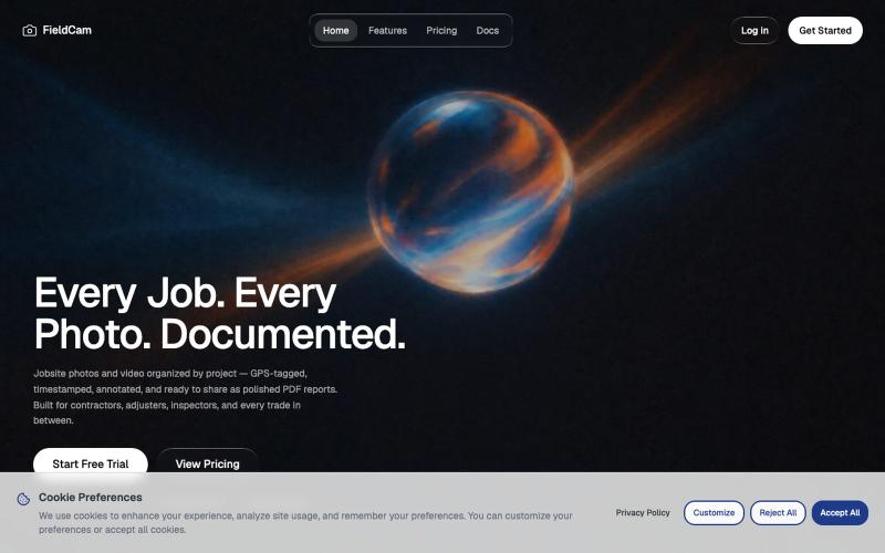 FieldCam — Jobsite Photo Documentation & Field Reports — screenshot