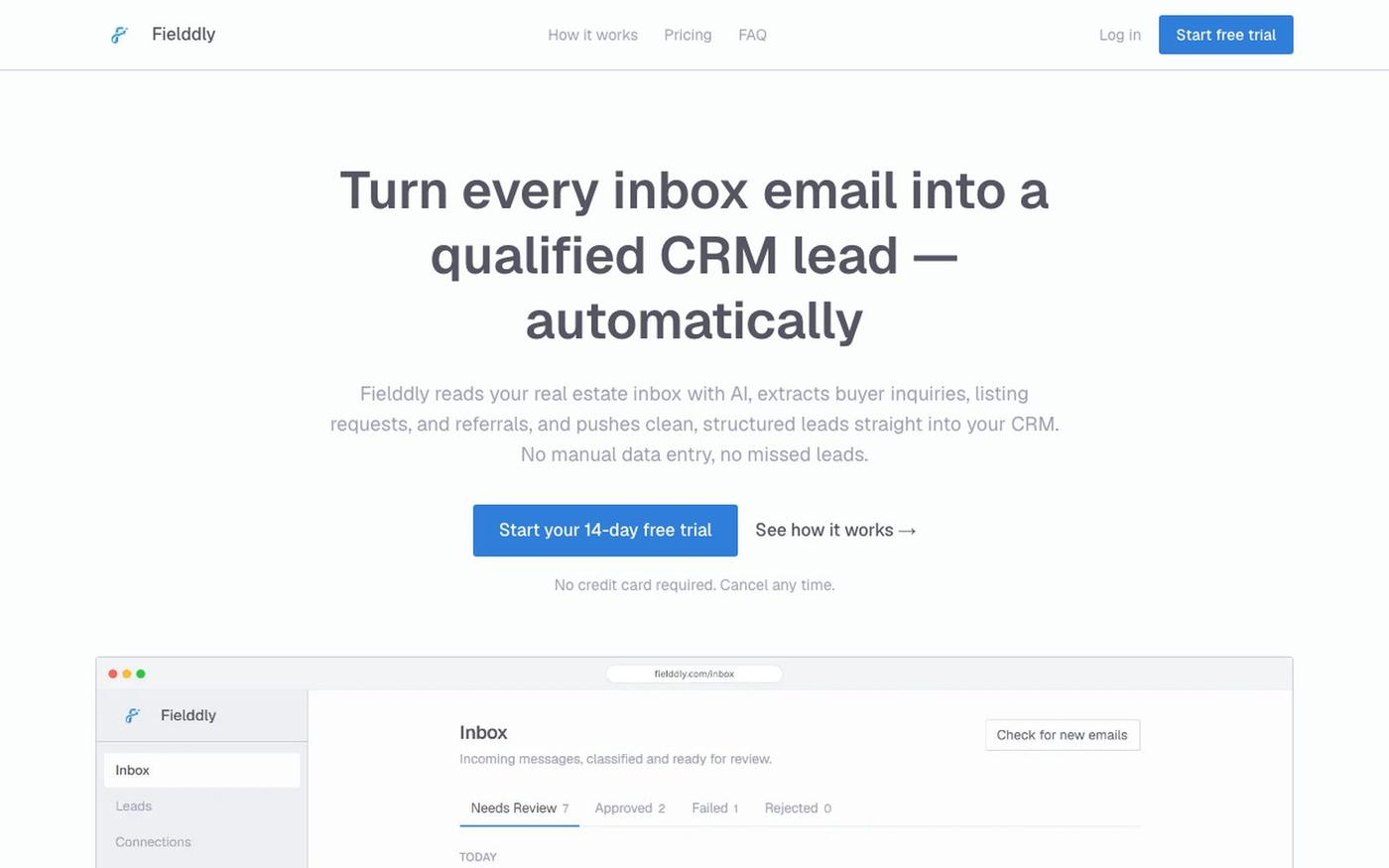 Fielddly — Turn Every Inbox Email Into a Qualified CRM Lead, Automatically — screenshot