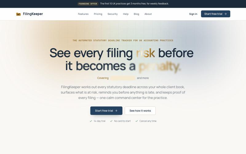 UK Accounting Filing Deadline Tracker — screenshot