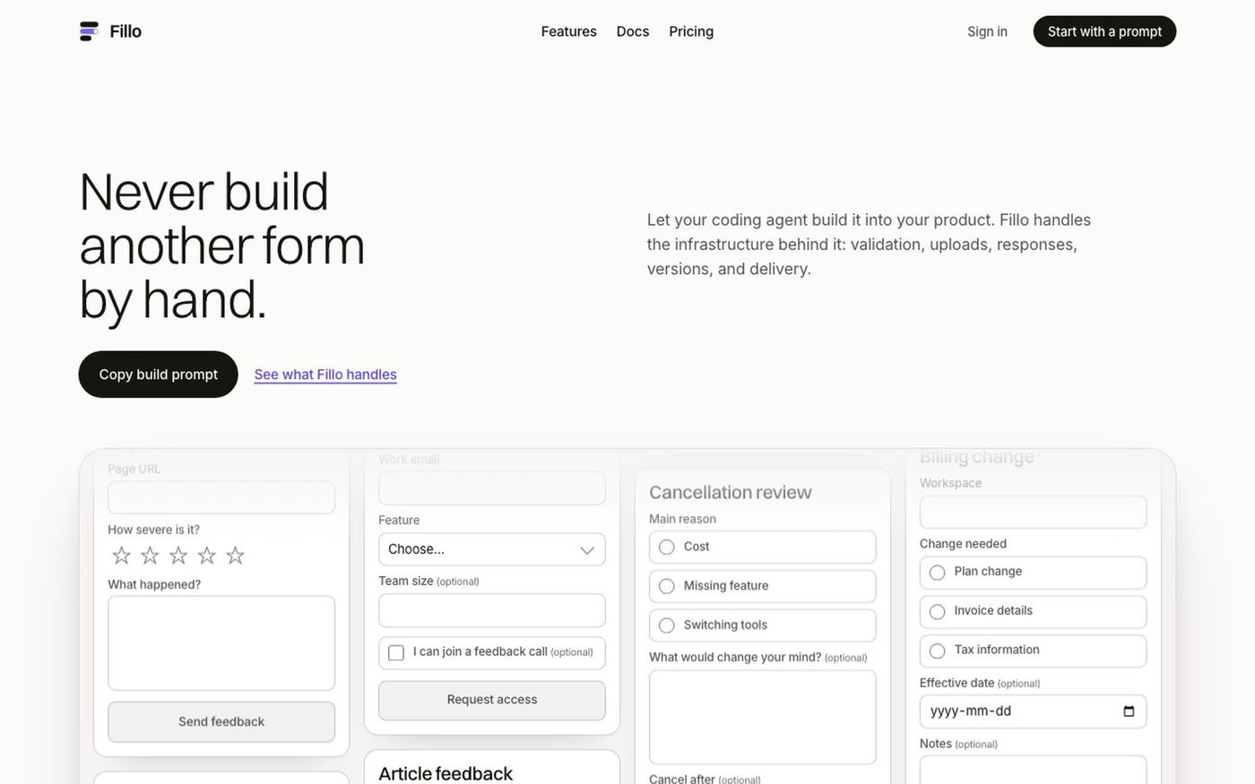 Fillo — Never Build Another Form by Hand — screenshot