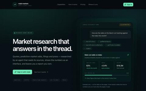 Chat · rxlab market assistant — screenshot