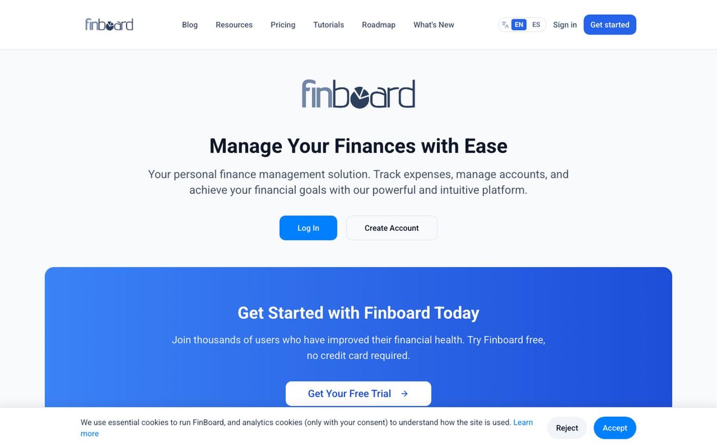 FinBoard — Personal Finance Dashboard for Accounts, Budgets & Investments — screenshot