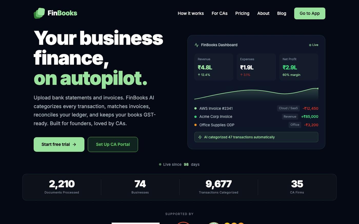 FinBooks: AI-Powered Accounting Automation for Indian Businesses — screenshot