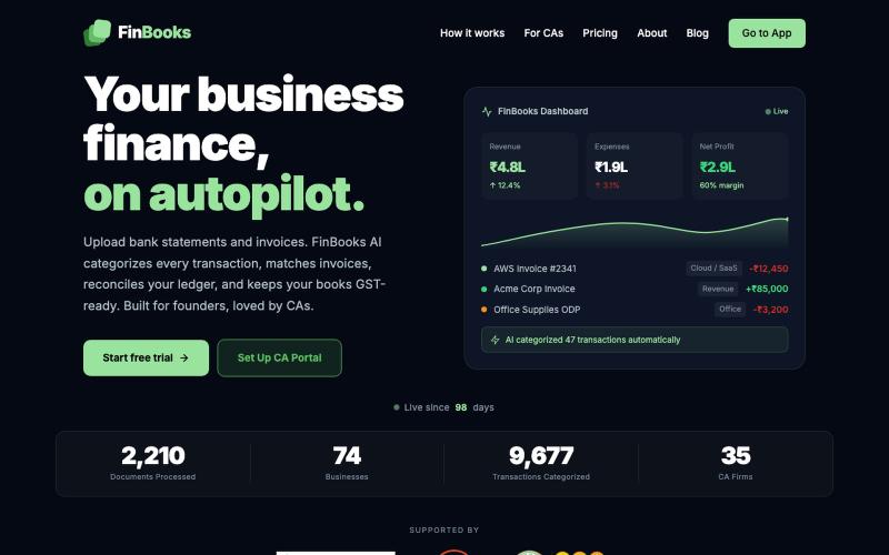 FinBooks: AI-Powered Accounting Automation for Indian Businesses — screenshot