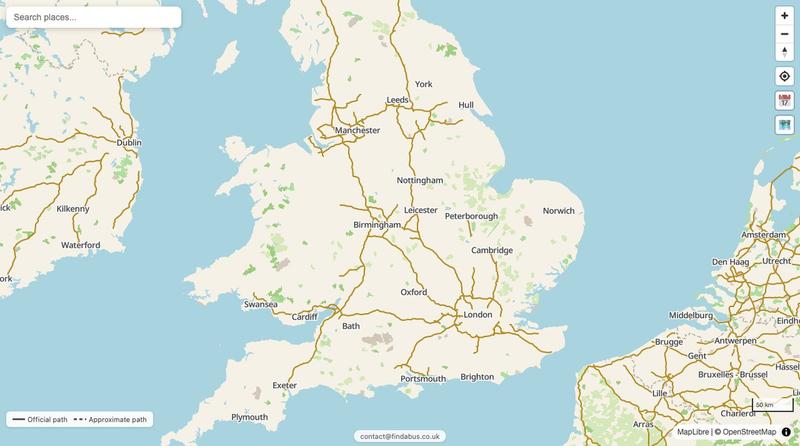 Find a Bus — England Bus Route Map — screenshot