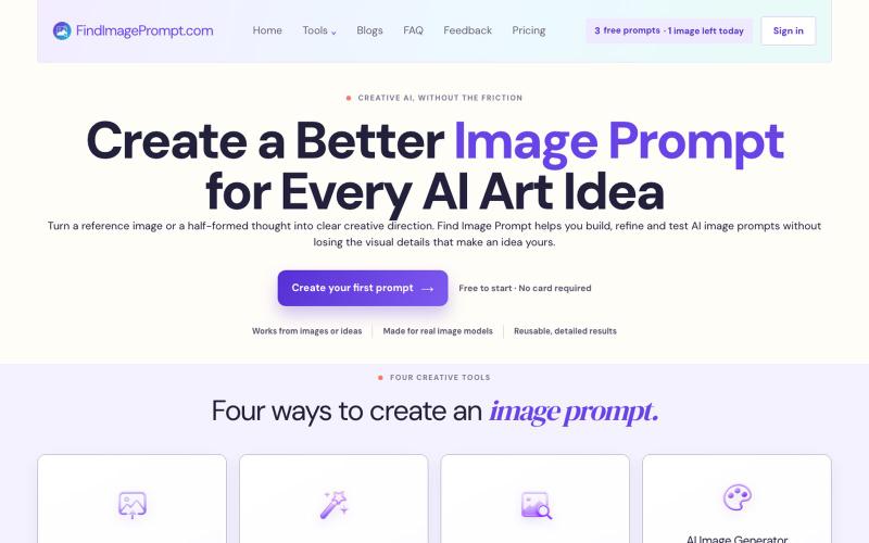 Image Prompt Generator & Image to Prompt | Find Image Prompt — screenshot