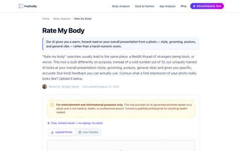 Rate My Body AI — Free Body Rating, No Signup — screenshot