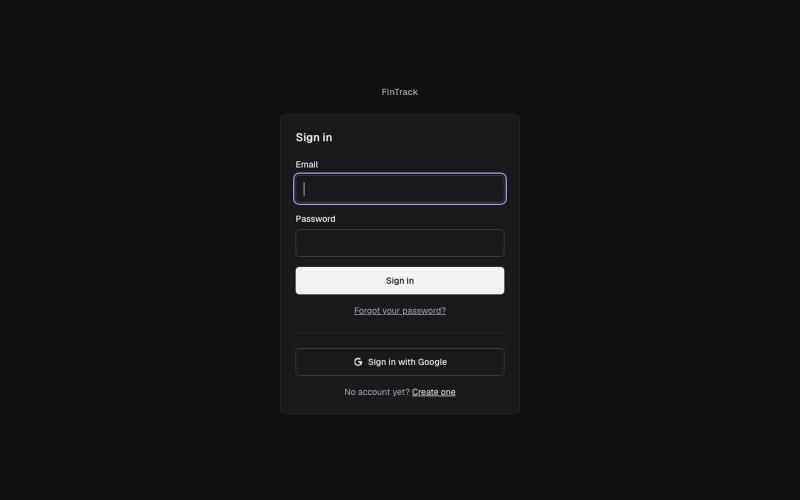 Sign in · FinTrack — screenshot