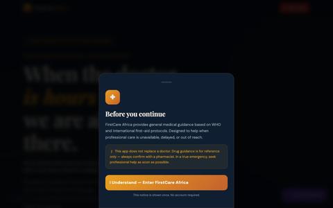 FirstCare Africa — Medical Guidance When Doctors Aren't Available — screenshot