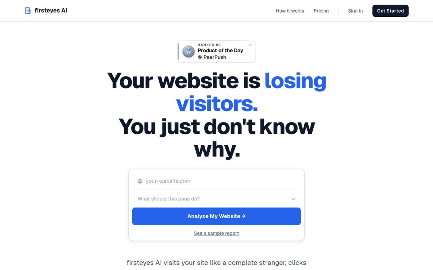 firsteyes AI - Website Audit Tool | Find Why Visitors Don't Convert — screenshot