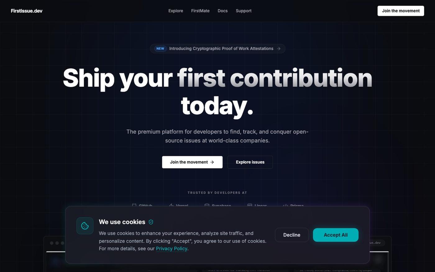 Find Your First Open Source Issue | FirstIssue.dev - Beginner-Friendly Contribut — screenshot