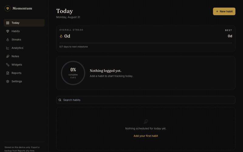 Momentum — Habit Tracker — screenshot