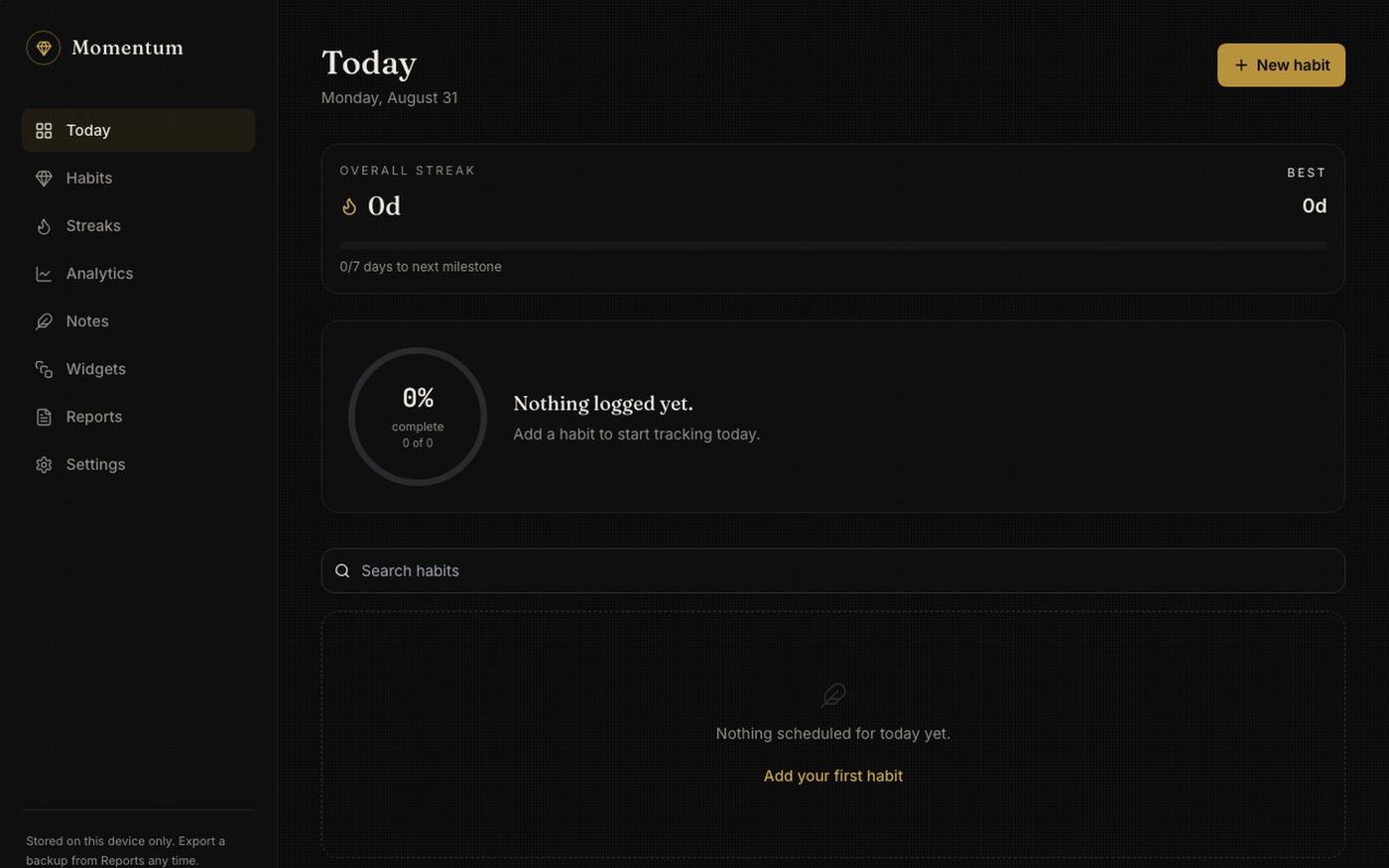 Momentum — Habit Tracker — screenshot