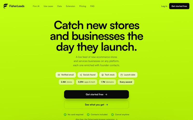 FisherLeads · New stores and businesses the day they launch — screenshot