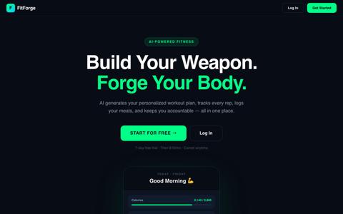 FitForge AI — Build Your Weapon — screenshot
