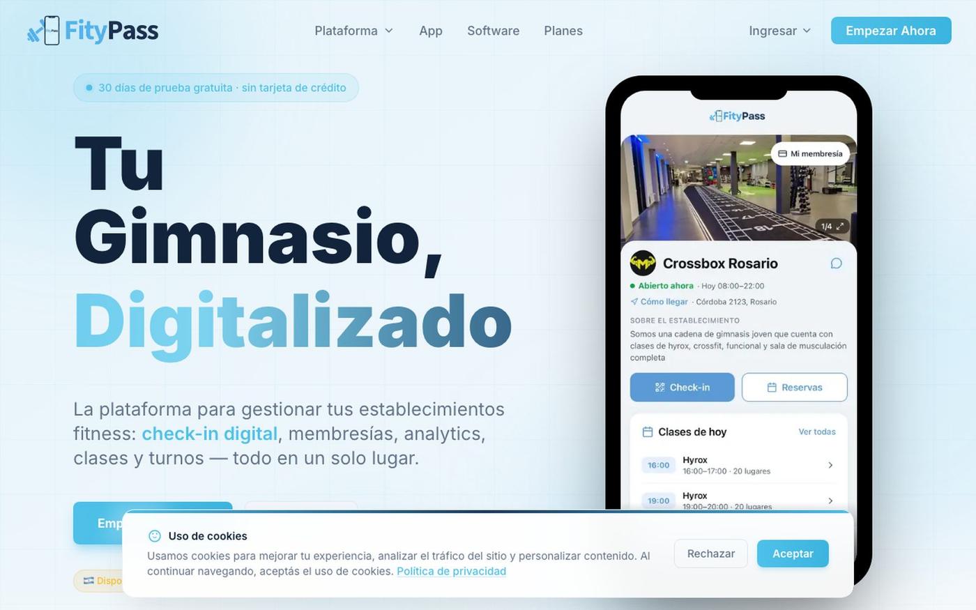 FityPass - Gestión de gimnasios y entrenamientos · 30 días gratis — screenshot