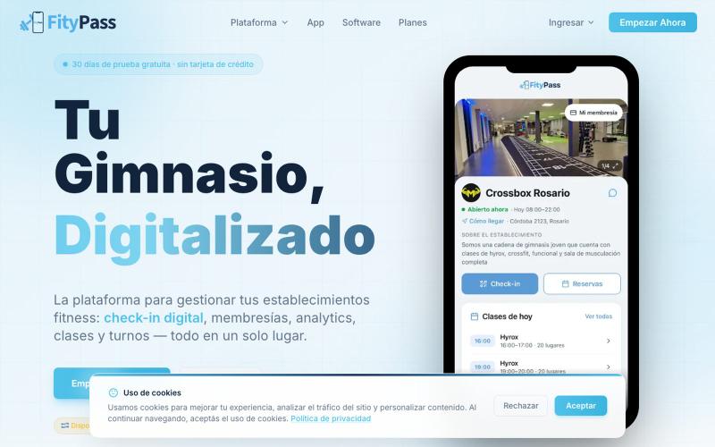 FityPass - Gestión de gimnasios y entrenamientos · 30 días gratis — screenshot