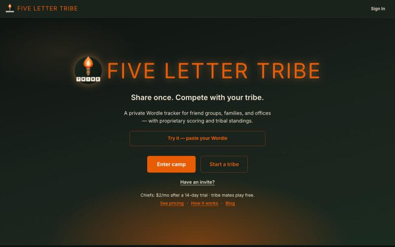 Five Letter Tribe | Share once. Compete with your tribe. — screenshot