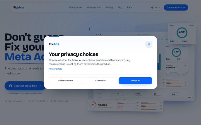 Meta ads diagnostic that finds wasted budget — screenshot