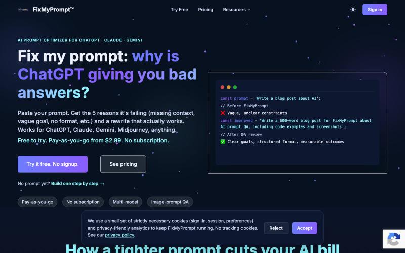 Fix My Prompt: AI Prompt Optimizer for ChatGPT, Claude & Gemini — screenshot